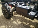 1991 LR LHD Defender 90 200 tdi Green chassis rolling with tank installed.jpg
